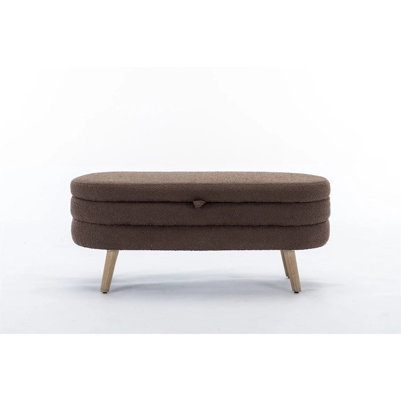 Boucle Fabric Storage Bench