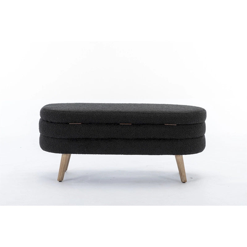 Boucle Fabric Storage Bench