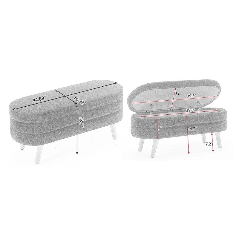 Boucle Fabric Storage Bench
