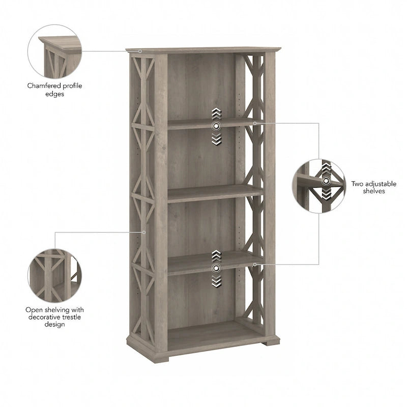 Homestead-boekenkast in landelijke stijl met deuren - Bush Furniture