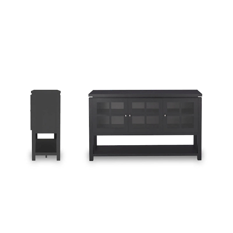 Moderne buffetkast in landelijke stijl van 59" met ruitpatroon, zwart of walnoot