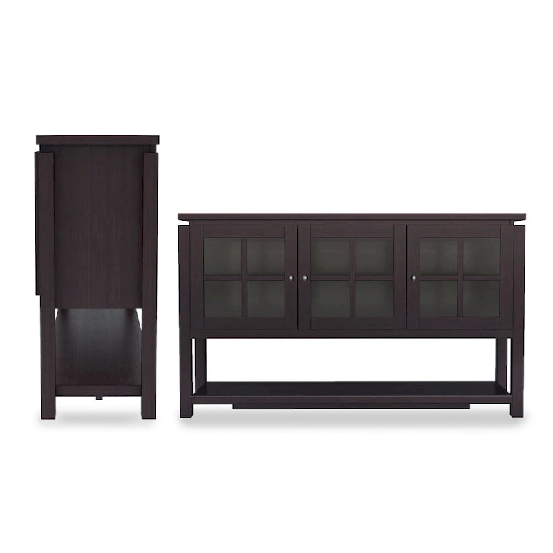 Moderne buffetkast in landelijke stijl van 59" met ruitpatroon, zwart of walnoot