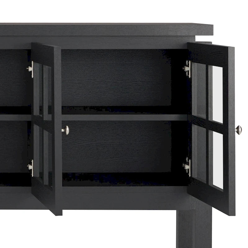 Moderne buffetkast in landelijke stijl van 59" met ruitpatroon, zwart of walnoot