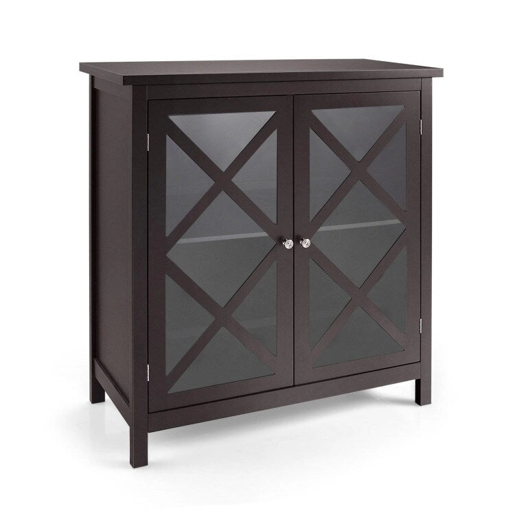 Buffetschrank mit Türen aus gehärtetem Glas und verstellbaren Einlegeböden für die Küche - 35.5 x 15.5 x 38 (L x B x H)