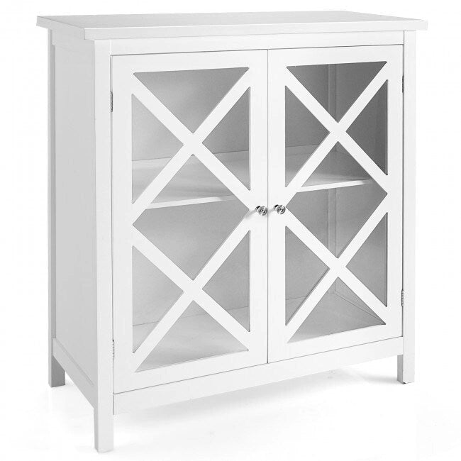 Buffetschrank mit Türen aus gehärtetem Glas und verstellbaren Einlegeböden für die Küche - 35.5 x 15.5 x 38 (L x B x H)