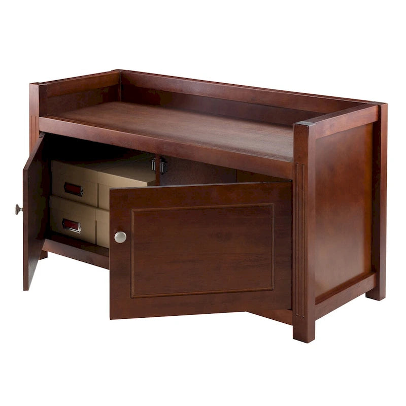 Charleston Storage Bench, Walnut - 39.76 x 15.35 x 21.65 inches