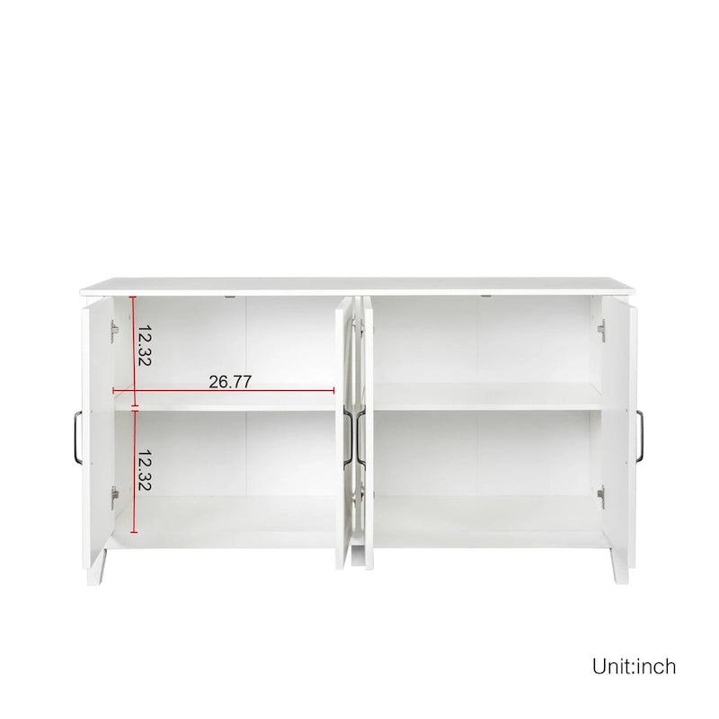 Schrank mit 4 Türen und 4 offenen Einlegeböden, freistehendes Sideboard