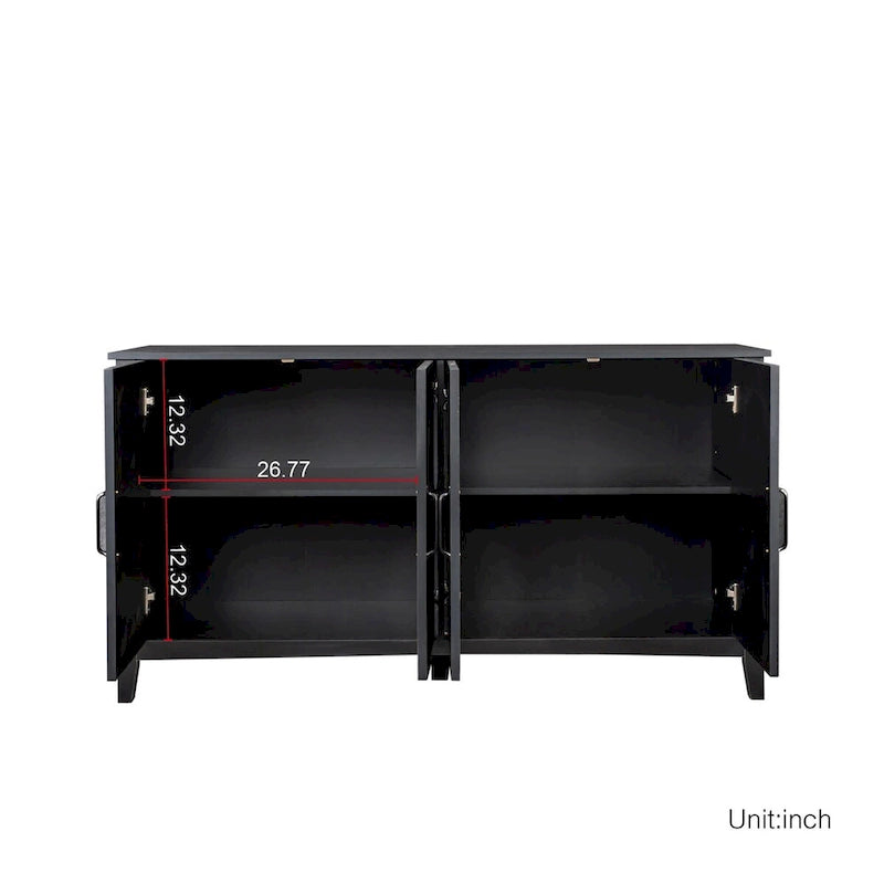 Schrank mit 4 Türen und 4 offenen Einlegeböden, freistehendes Sideboard