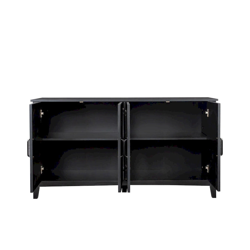 Schrank mit 4 Türen und 4 offenen Einlegeböden, freistehendes Sideboard