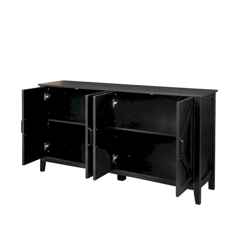 Schrank mit 4 Türen und 4 offenen Einlegeböden, freistehendes Sideboard