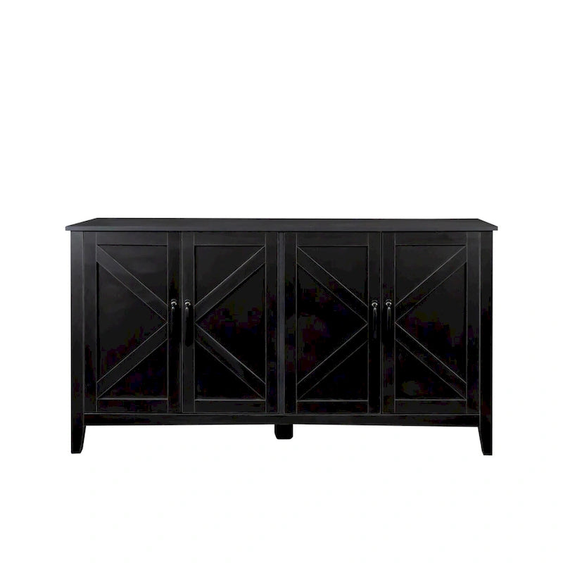 Schrank mit 4 Türen und 4 offenen Einlegeböden, freistehendes Sideboard