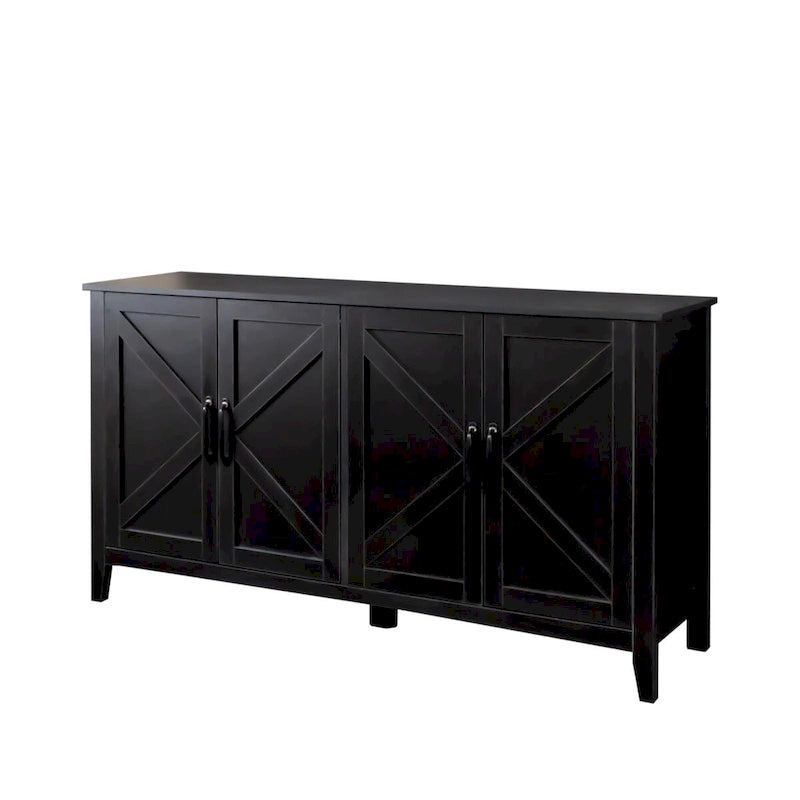 Schrank mit 4 Türen und 4 offenen Einlegeböden, freistehendes Sideboard