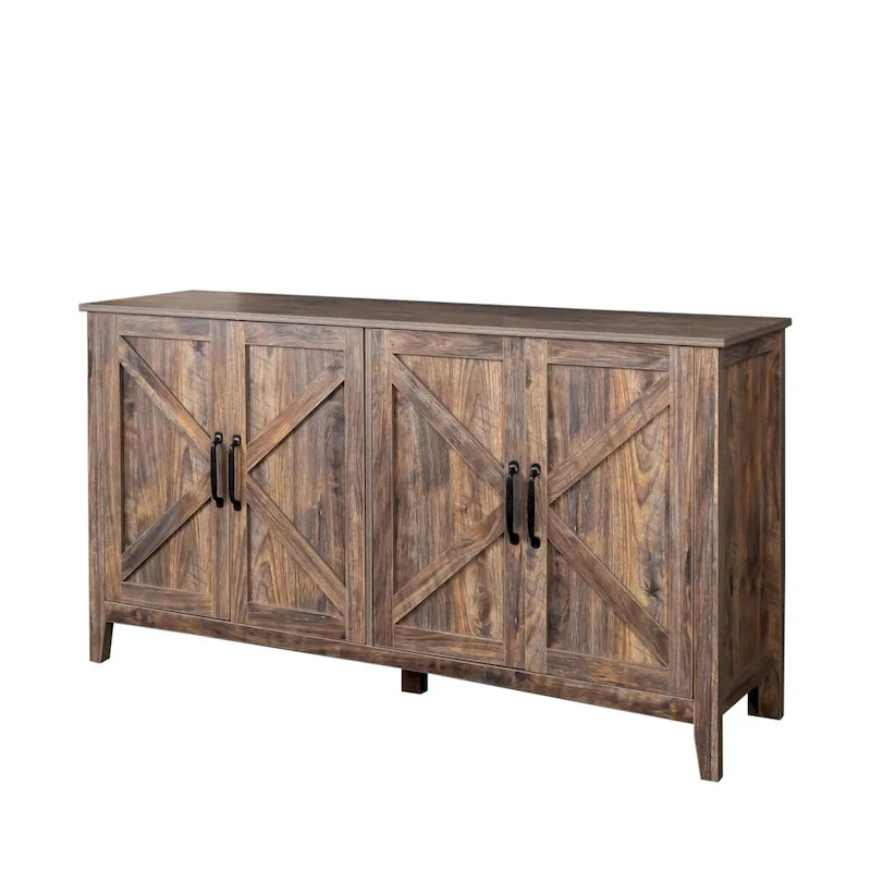 Schrank mit 4 Türen und 4 offenen Einlegeböden, freistehendes Sideboard