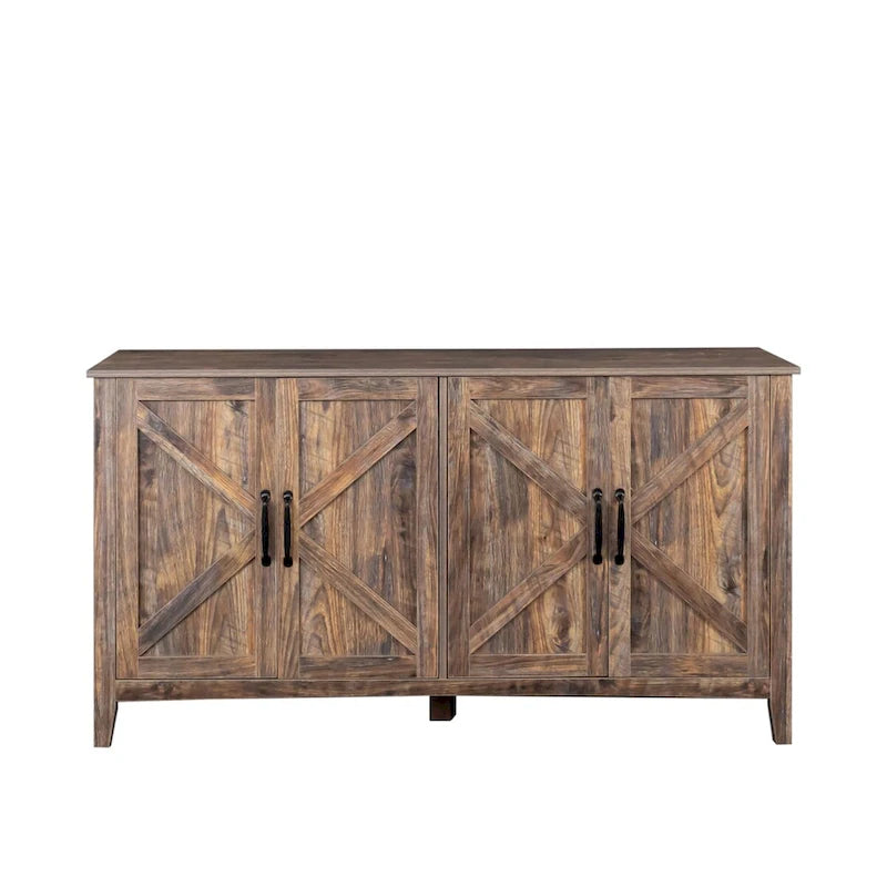 Schrank mit 4 Türen und 4 offenen Einlegeböden, freistehendes Sideboard