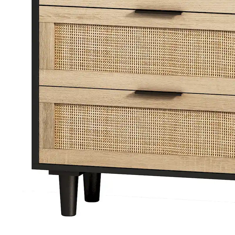 Moderner Rattan-Aufbewahrungsschrank mit Rattan-Schublade für Schlafzimmer und Wohnzimmer
