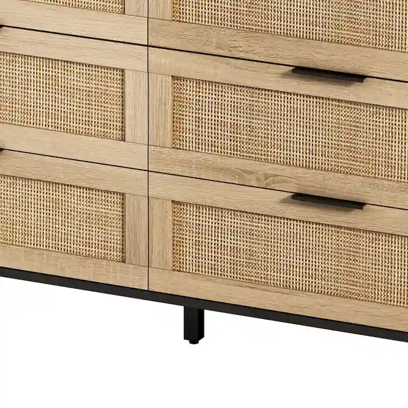 Moderner Rattan-Aufbewahrungsschrank mit Rattan-Schublade für Schlafzimmer und Wohnzimmer