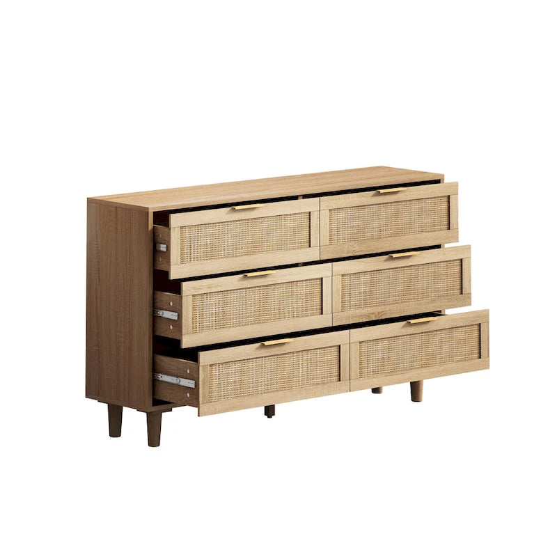 Moderner Rattan-Aufbewahrungsschrank mit Rattan-Schublade für Schlafzimmer und Wohnzimmer
