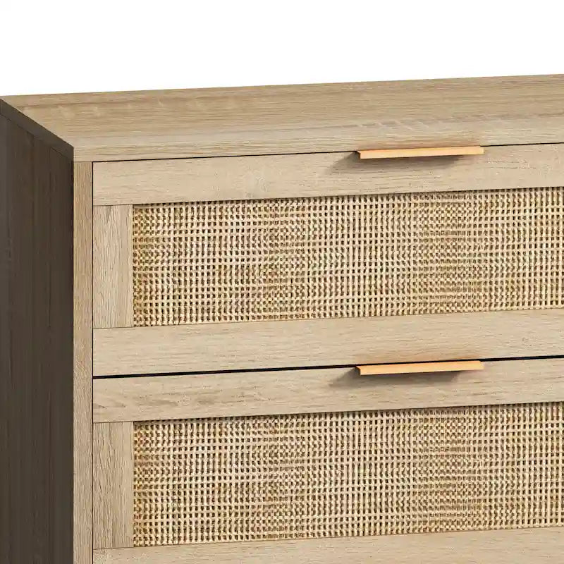Moderner Rattan-Aufbewahrungsschrank mit Rattan-Schublade für Schlafzimmer und Wohnzimmer