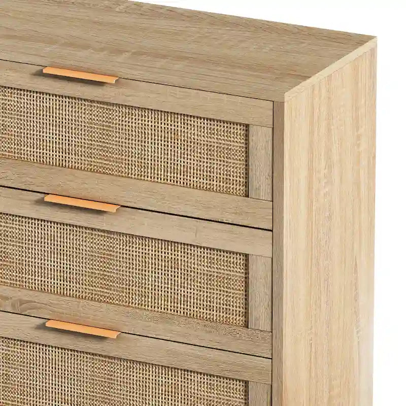 Moderner Rattan-Aufbewahrungsschrank mit Rattan-Schublade für Schlafzimmer und Wohnzimmer