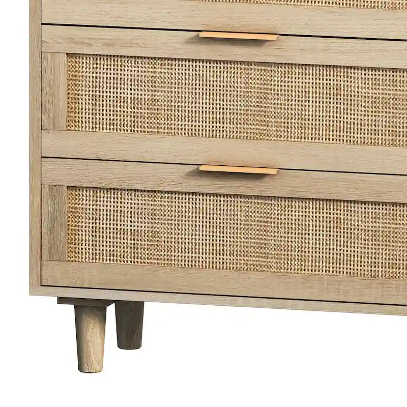 Moderner Rattan-Aufbewahrungsschrank mit Rattan-Schublade für Schlafzimmer und Wohnzimmer