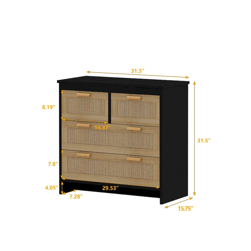Moderner Rattan-Aufbewahrungsschrank mit Rattan-Schublade für Schlafzimmer und Wohnzimmer