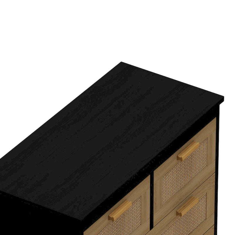Moderner Rattan-Aufbewahrungsschrank mit Rattan-Schublade für Schlafzimmer und Wohnzimmer