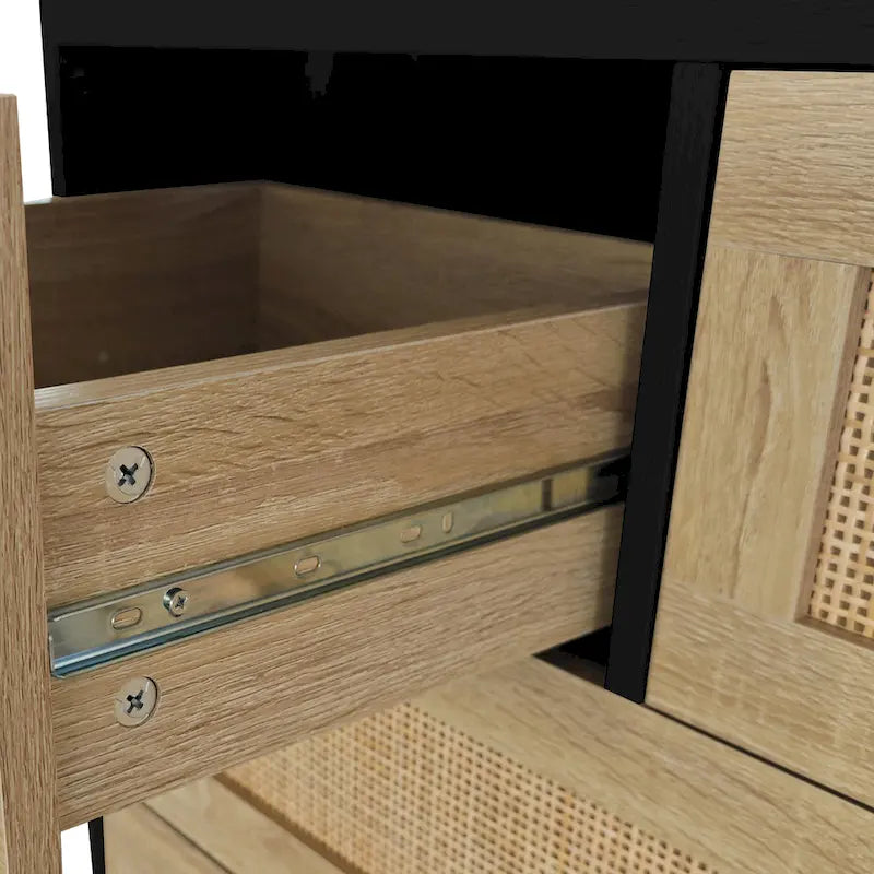 Moderner Rattan-Aufbewahrungsschrank mit Rattan-Schublade für Schlafzimmer und Wohnzimmer