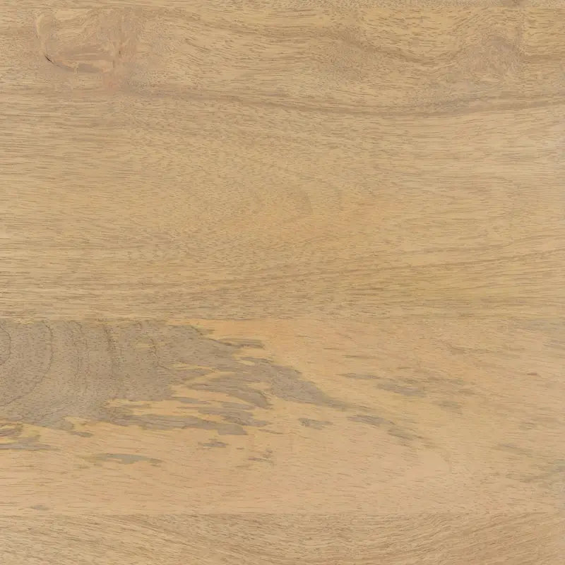 Accentkast van massief hout met zwart ijzeren frame en glazen deuren