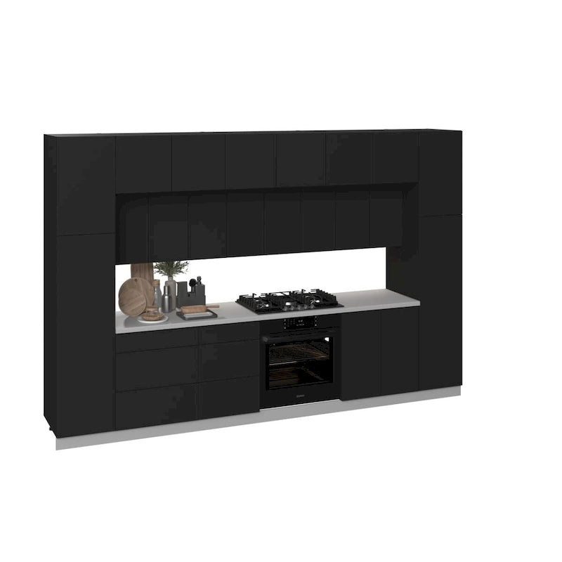 Luxuriöse schwarze Küchenschränke - 12 Fuß breit (143x24)