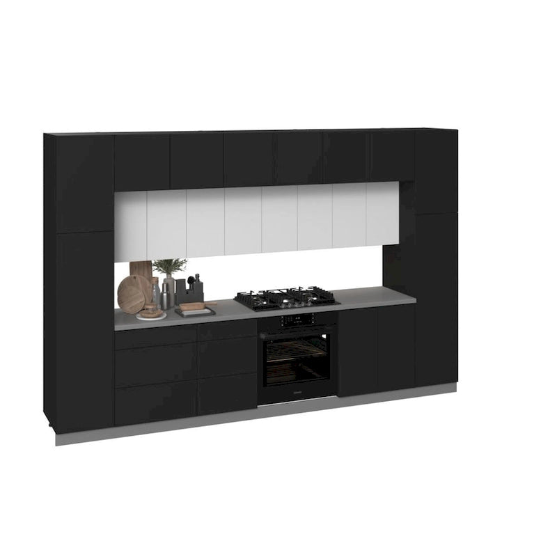 Luxuriöse schwarze Küchenschränke - 12 Fuß breit (143x24)