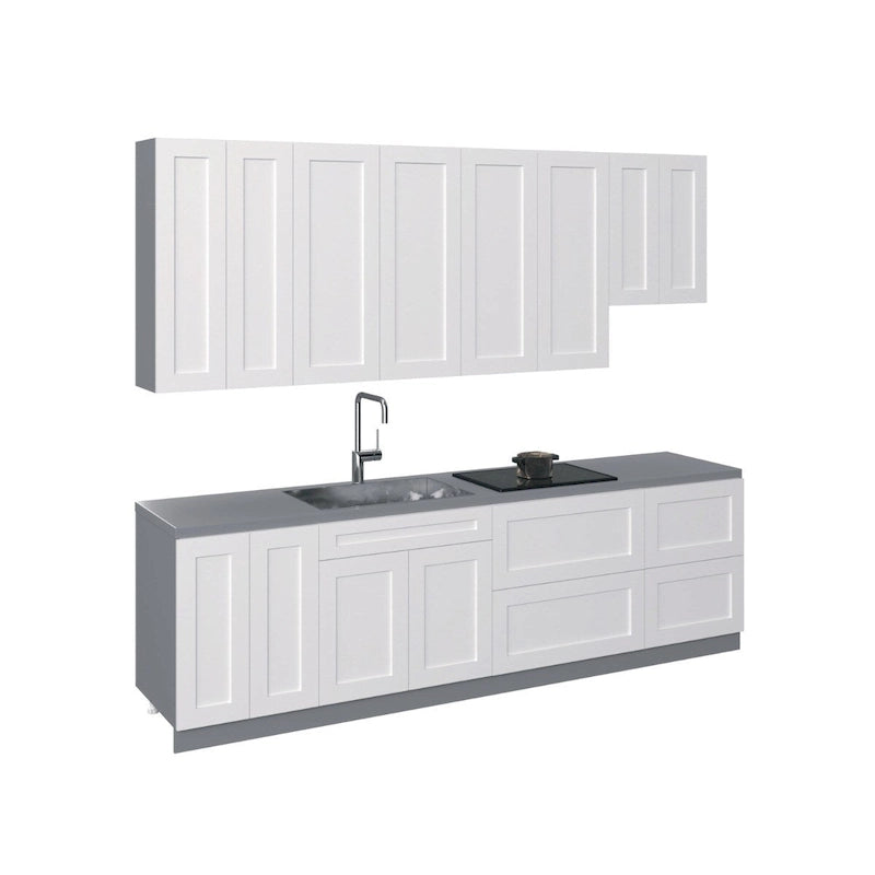 Wit mat keukenmeubel uit de Contemporary-collectie, basismodel van 9.5Ft breed - 114x24