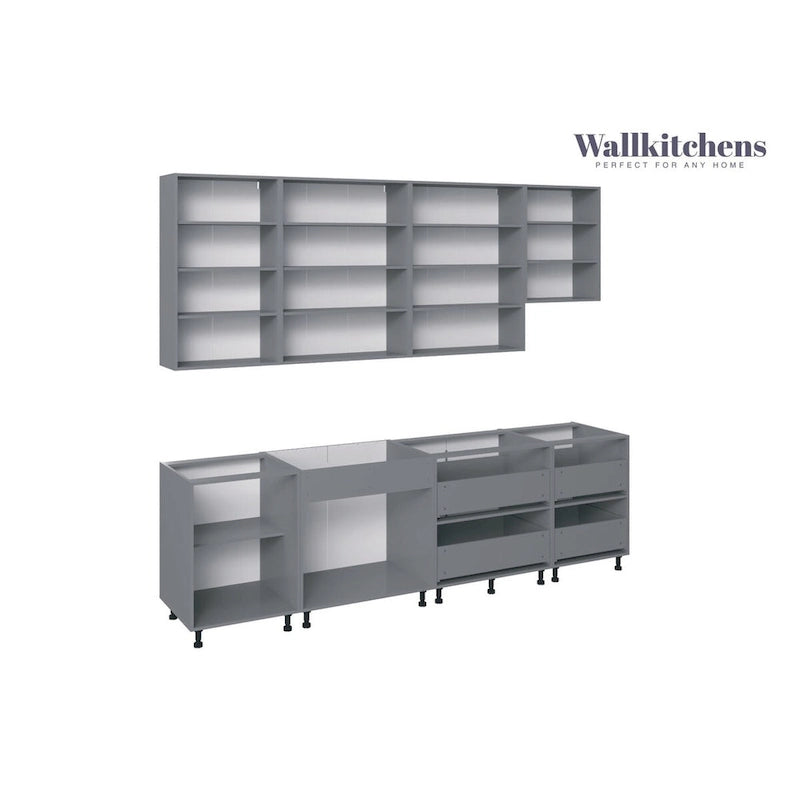 Wit mat keukenmeubel uit de Contemporary-collectie, basismodel van 9.5Ft breed - 114x24