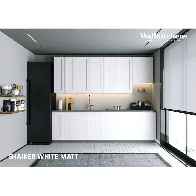 Wit mat keukenmeubel uit de Contemporary-collectie, basismodel van 9.5Ft breed - 114x24