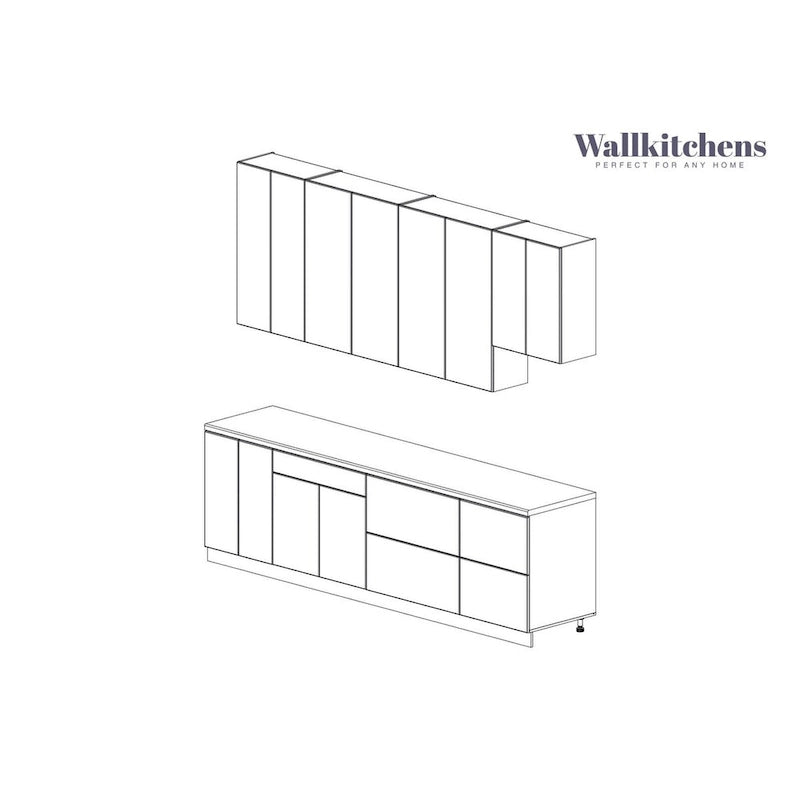 Wit mat keukenmeubel uit de Contemporary-collectie, basismodel van 9.5Ft breed - 114x24
