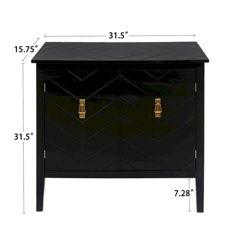 Holzschrank mit 2 Türen, schwarzer Holzschrank im Vintage-Stil, Sideboard für Wohnzimmer, Esszimmer und Büro