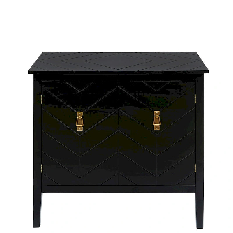Holzschrank mit 2 Türen, schwarzer Holzschrank im Vintage-Stil, Sideboard für Wohnzimmer, Esszimmer und Büro