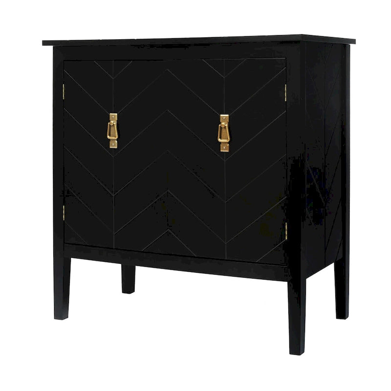 Holzschrank mit 2 Türen, schwarzer Holzschrank im Vintage-Stil, Sideboard für Wohnzimmer, Esszimmer und Büro