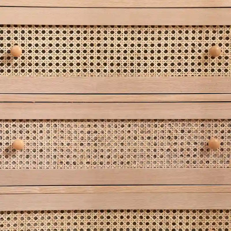 31.5 Rattan-Aufbewahrungsschrank mit 3 Schubladen, Rattan-Schublade, für Schlafzimmer und Wohnzimmer, Natur