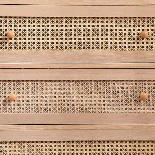 31.5 kast met 3 laden van rotan, rotanlade, voor slaapkamer en woonkamer, naturel