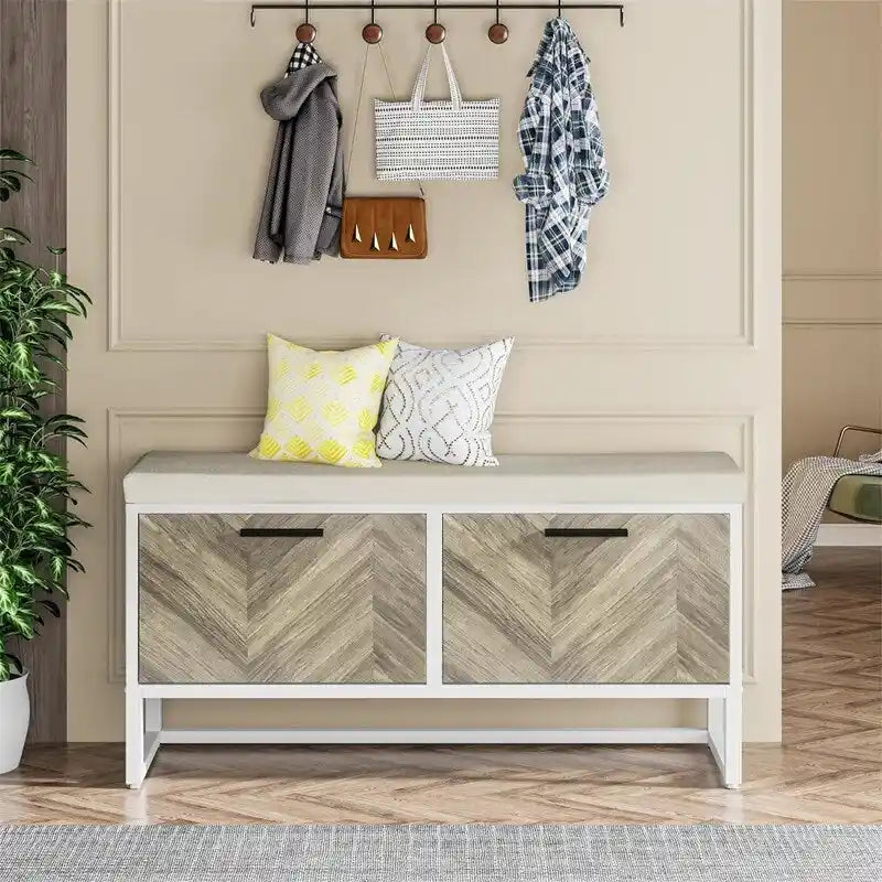 Shoe Storage Bench with Seat Cushion - 11.81D x 39.37W x 23.62H