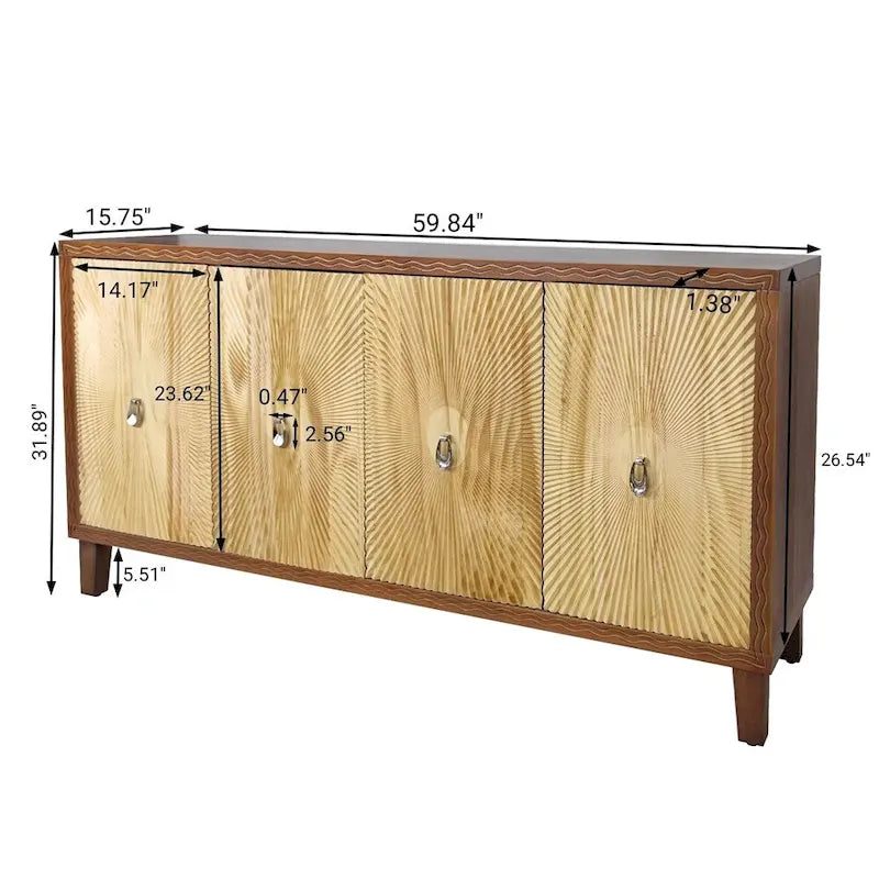 Vintage-Aufbewahrungsschrank mit 4 Türen, Anrichte für das Esszimmer, großes Buffet
