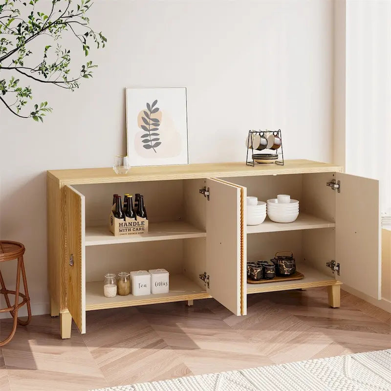 Vintage-Aufbewahrungsschrank mit 4 Türen, Anrichte für das Esszimmer, großes Buffet