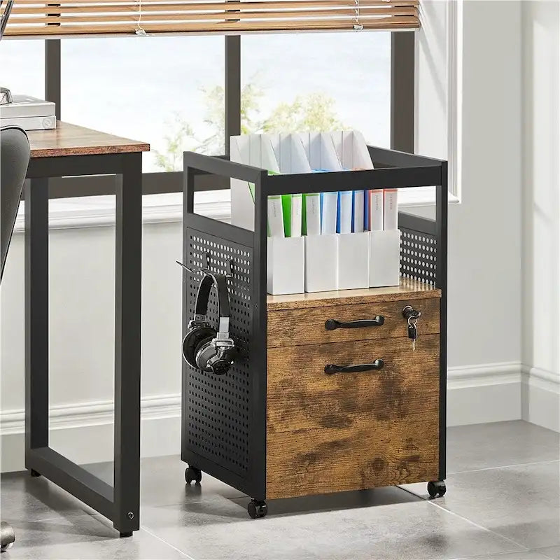 Office File Cabinet with Open Storage Shelf – Mobile File Cart