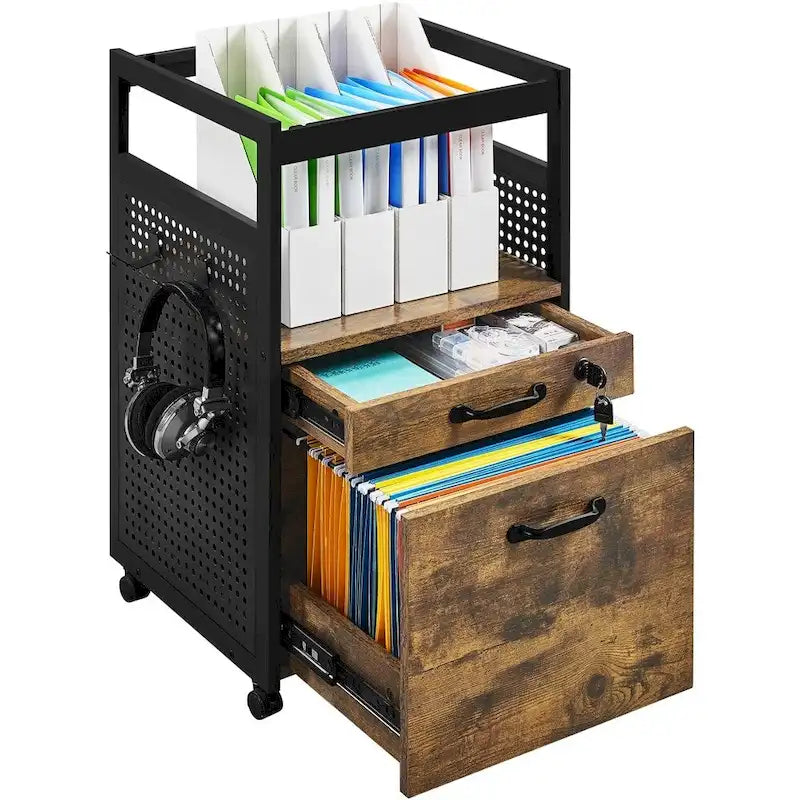 Office File Cabinet with Open Storage Shelf – Mobile File Cart