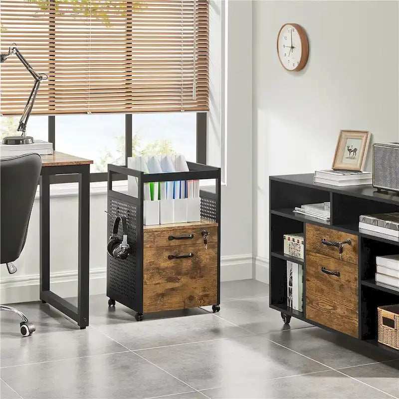 Office File Cabinet with Open Storage Shelf – Mobile File Cart