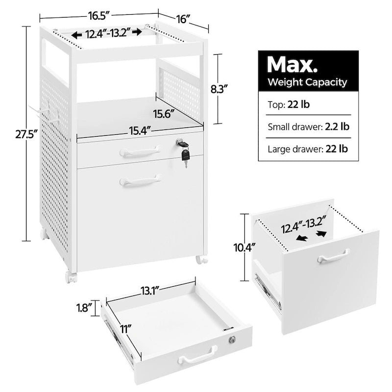 Office File Cabinet with Open Storage Shelf – Mobile File Cart
