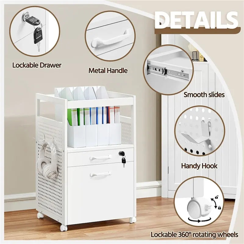 Office File Cabinet with Open Storage Shelf – Mobile File Cart