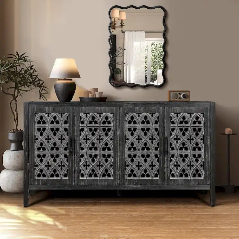 Antiker Sideboard-Buffetschrank mit vier hohlen Türen