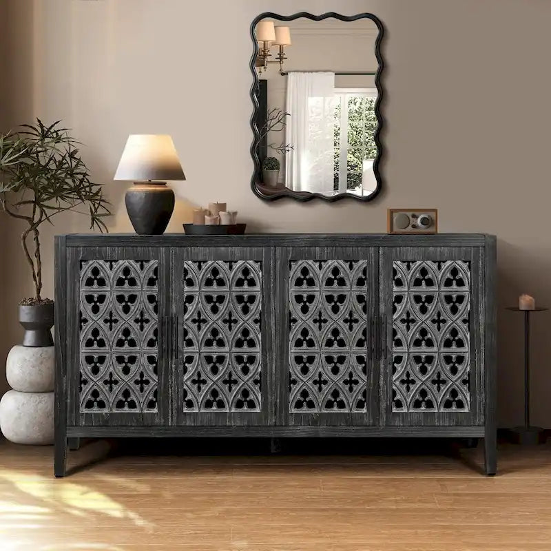 Antiker Sideboard-Buffetschrank mit vier hohlen Türen