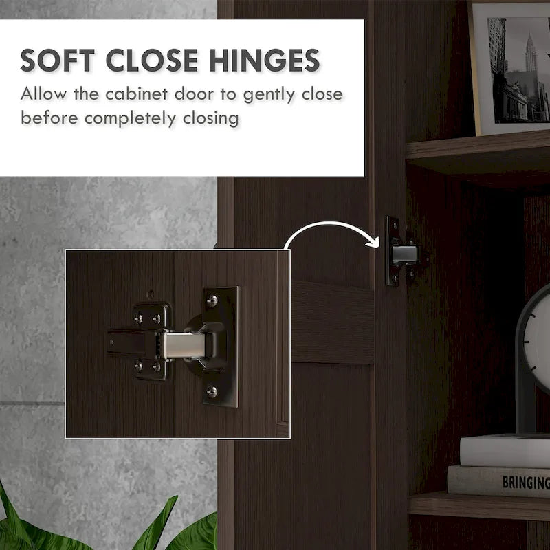69 hoher Aufbewahrungsschrank mit beweglichen Einlegeböden, Vorratsschrank im modernen Stil mit Türen und Soft-Close-Funktion, Kaffee